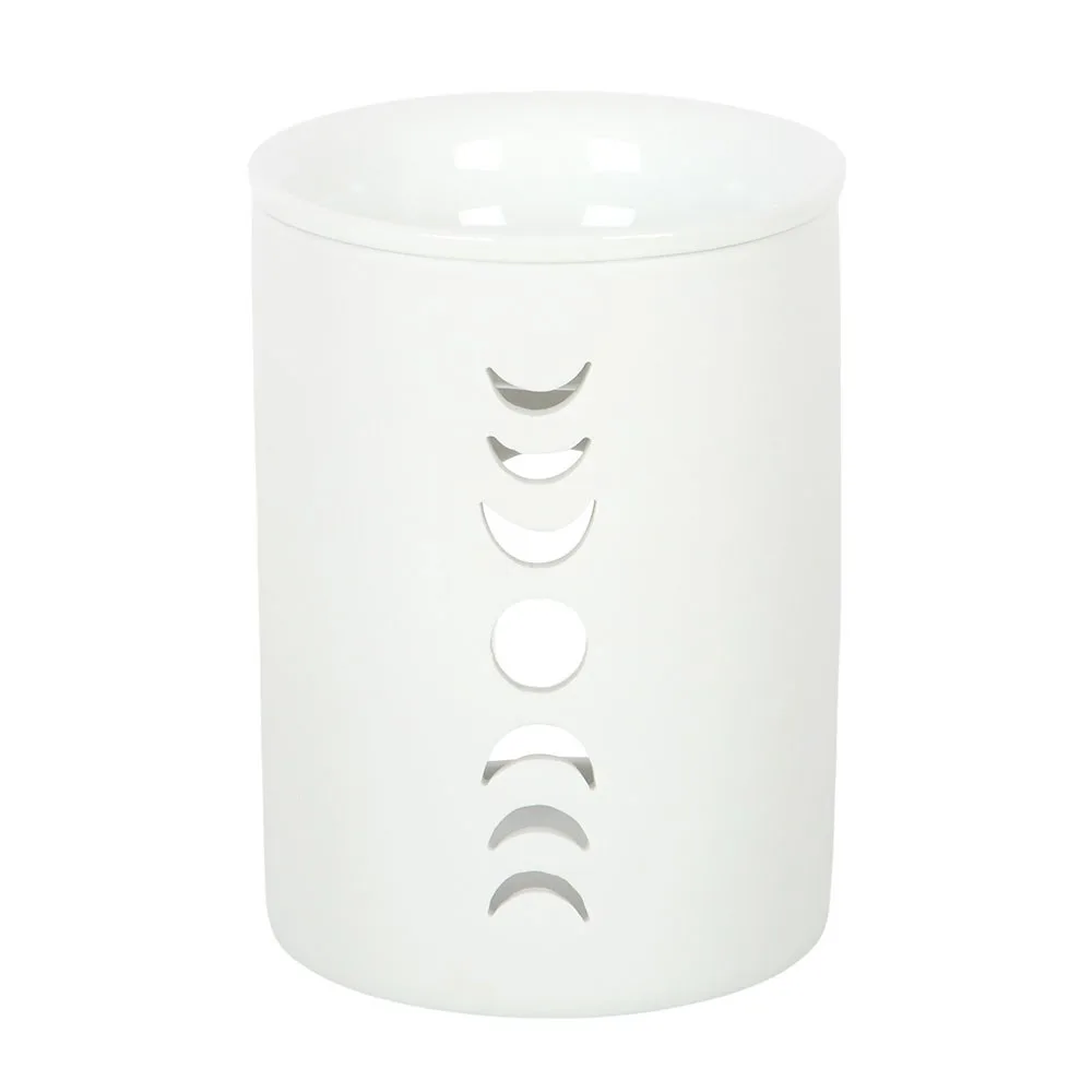 White Moon Phase Cut Out Oil Burner and Wax Warmer - Image 2