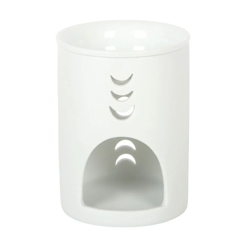 White Moon Phase Cut Out Oil Burner and Wax Warmer - Image 4