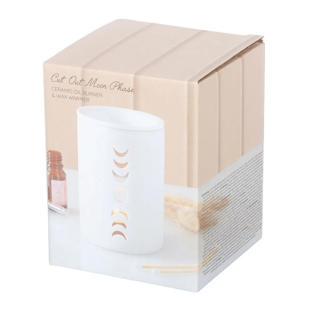 White Moon Phase Cut Out Oil Burner and Wax Warmer - Image 5