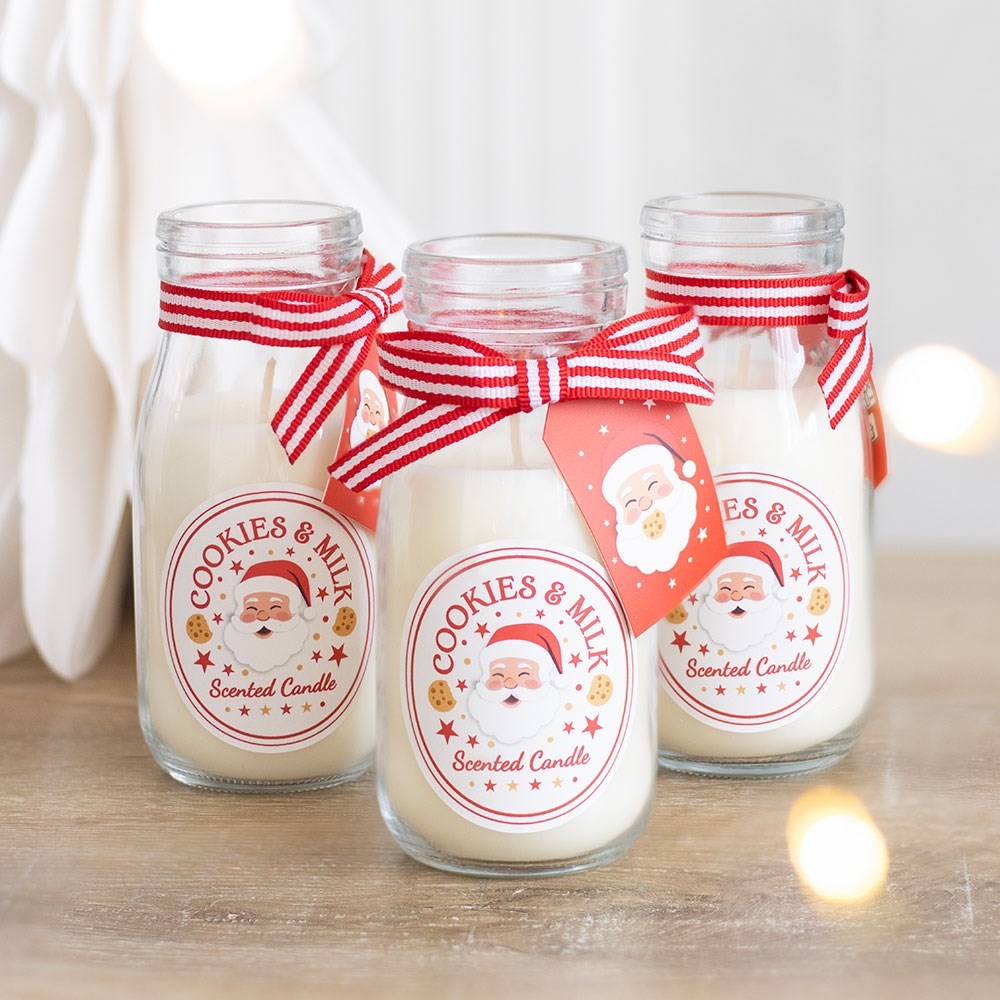 Set of 12 Cookies & Milk Scented Milk Bottle Candles in Display Set of 12 Cookies & Milk Scented Milk Bottle Candles in Display