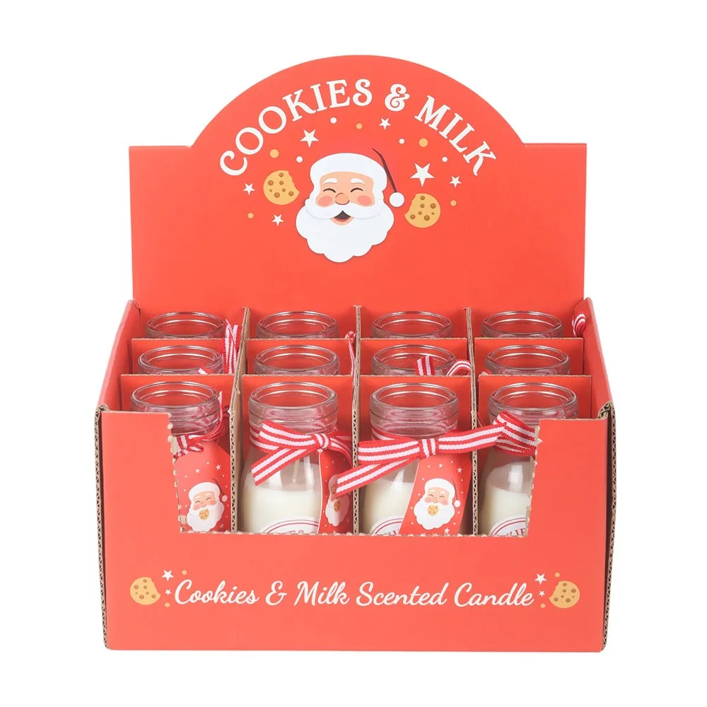 Set of 12 Cookies & Milk Scented Milk Bottle Candles in Display - Image 2