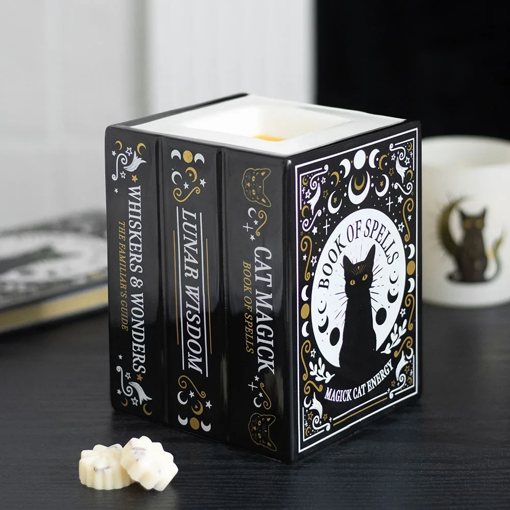 Black Cat Book of Spells Oil Burner and Wax Warmer Black Cat Book of Spells Oil Burner and Wax Warmer