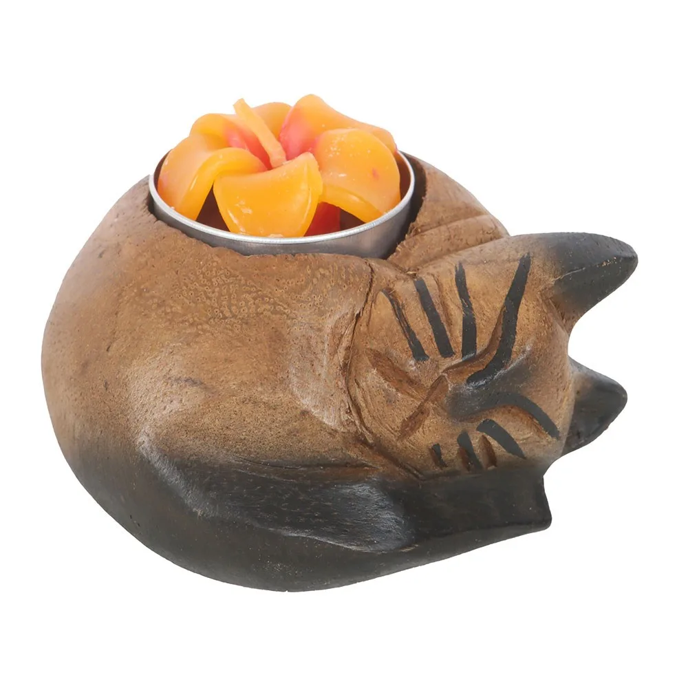 Curled Cat Tealight Holder - Image 2