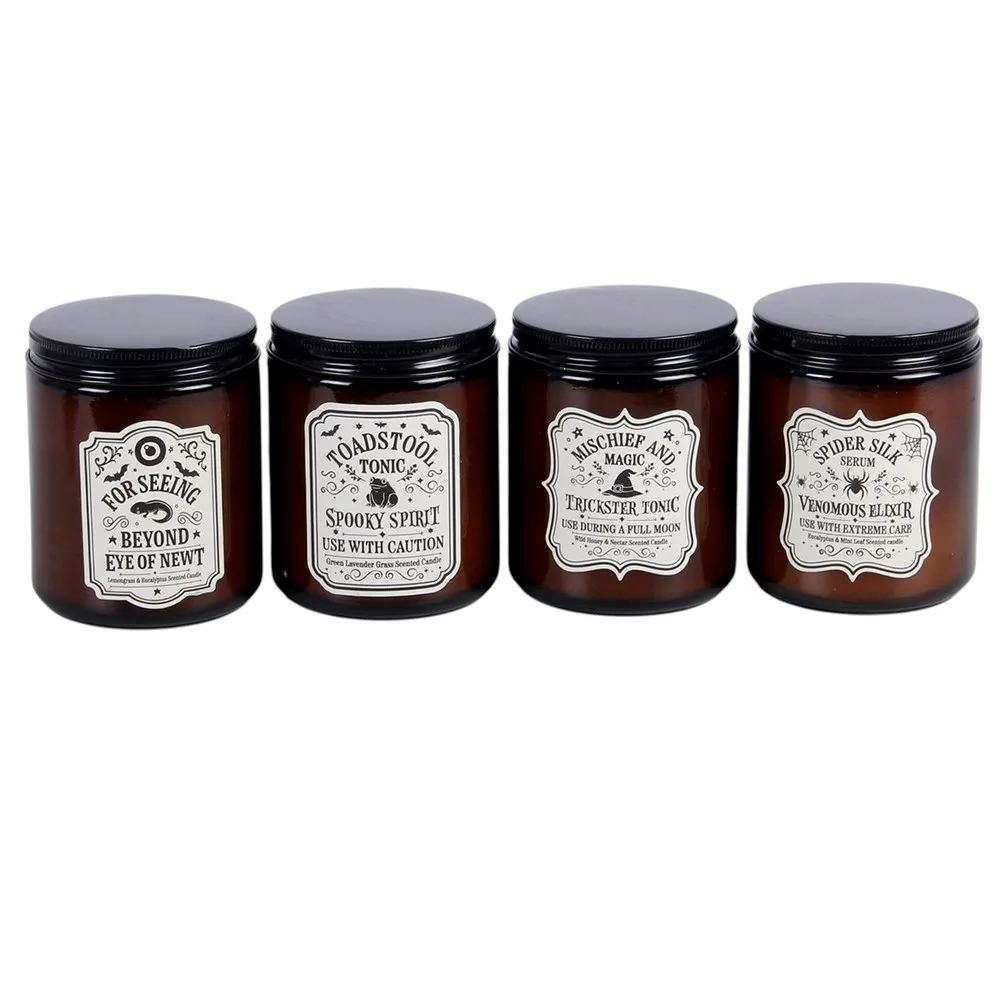 Set of 4 Witch's Apothecary Amber Jar Candles - Image 2
