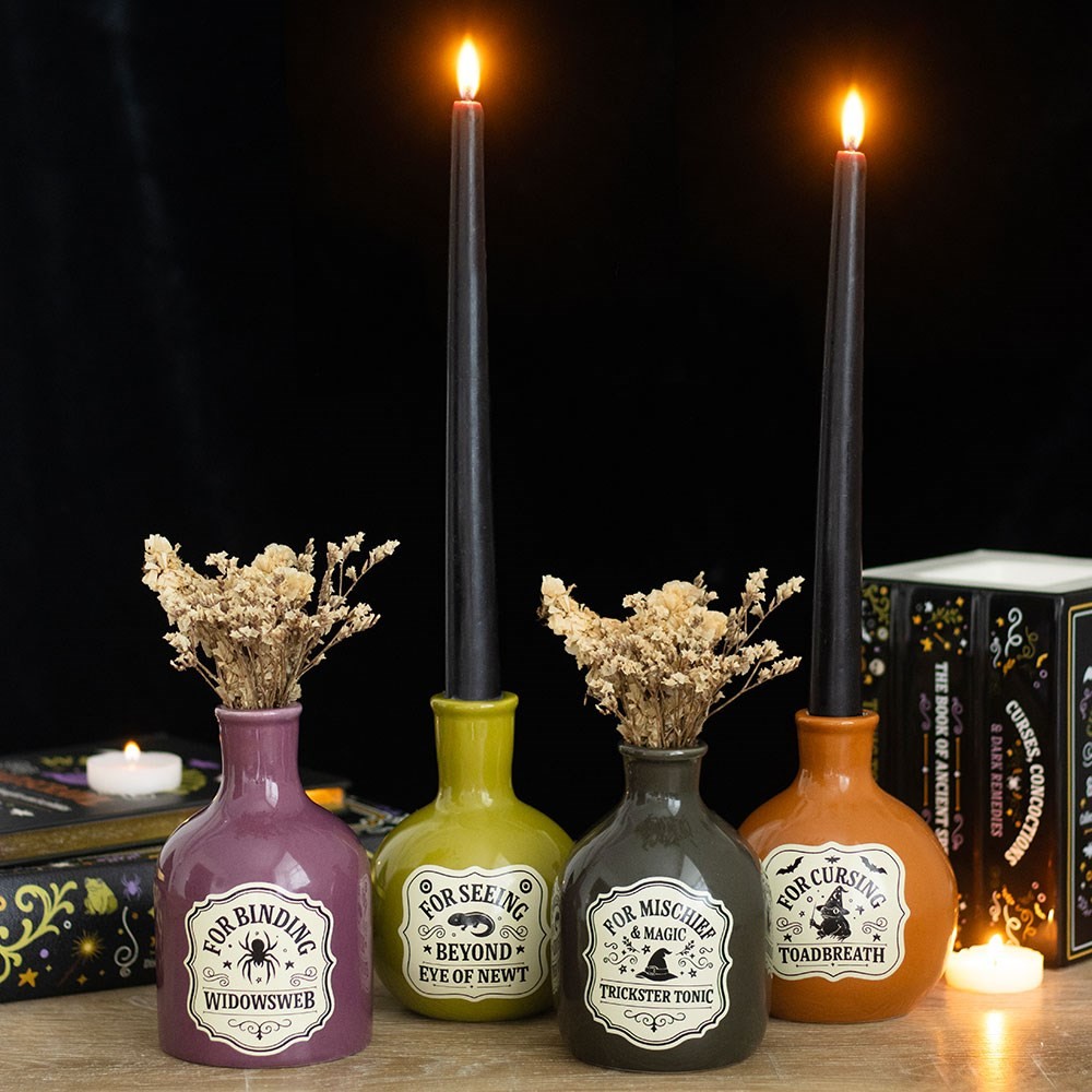 Set of 4 Potion Bottle Vases and Candle Holders Set of 4 Potion Bottle Vases and Candle Holders