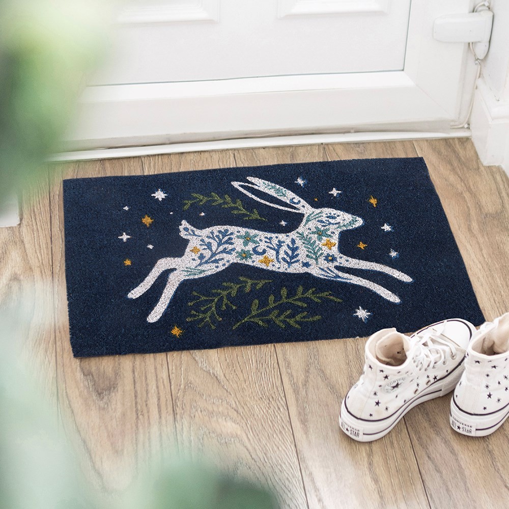 Blue Leaping Hare Doormat Blue Leaping Hare Doormat