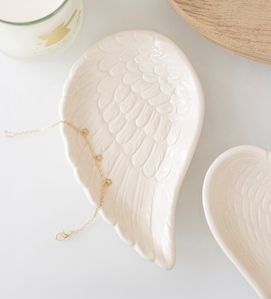 Off White Angel Wing Trinket Dish Off White Angel Wing Trinket Dish