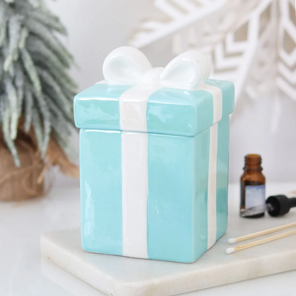 Blue Christmas Present Oil Burner Blue Christmas Present Oil Burner