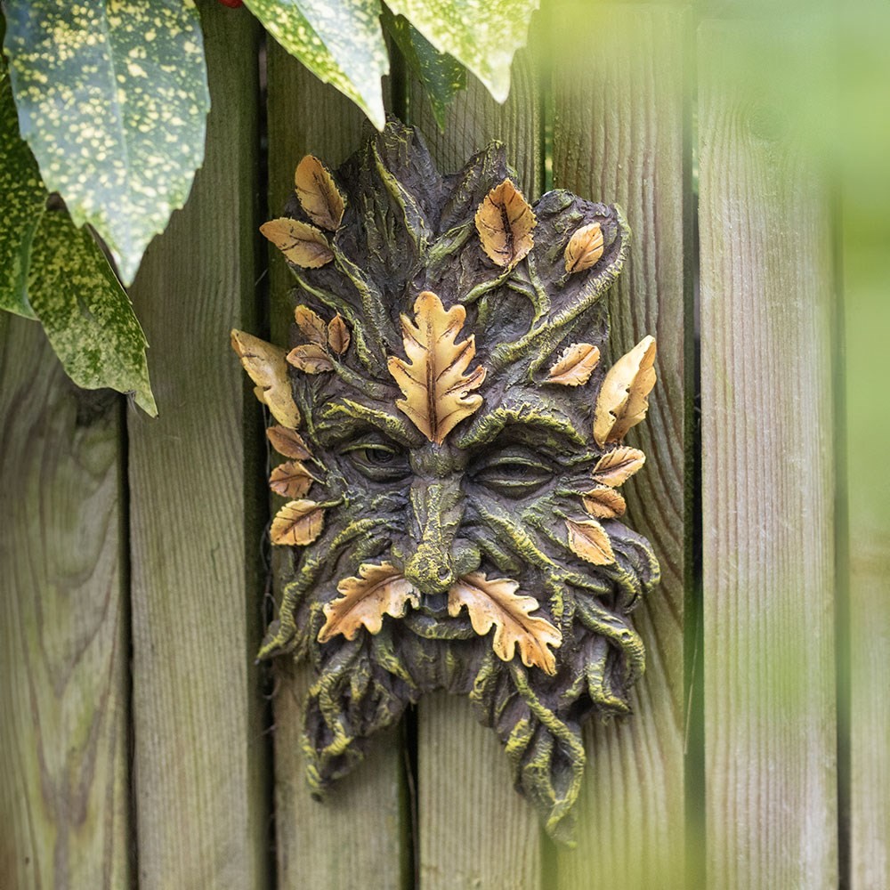 Green Man Yellow Oak Leaf Wall Plaque Green Man Yellow Oak Leaf Wall Plaque