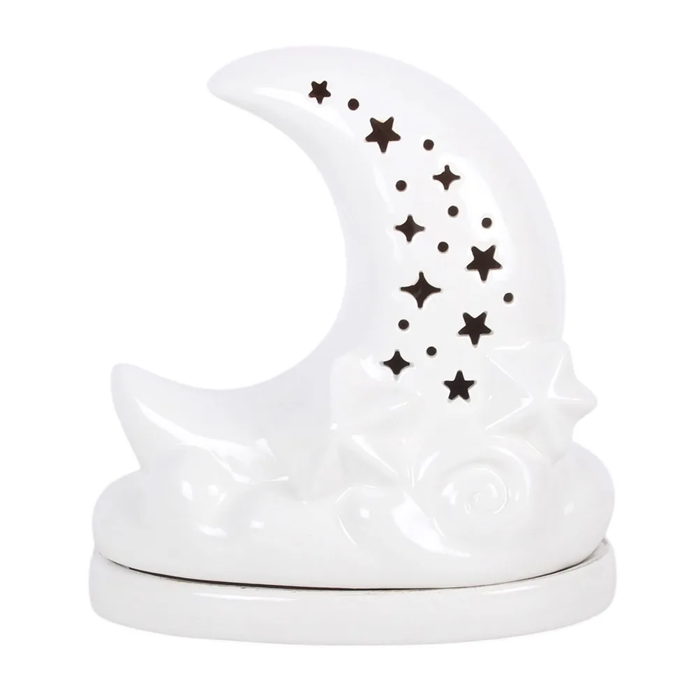 White Pastel Skies Moon Incense Cone Holder - Image 2