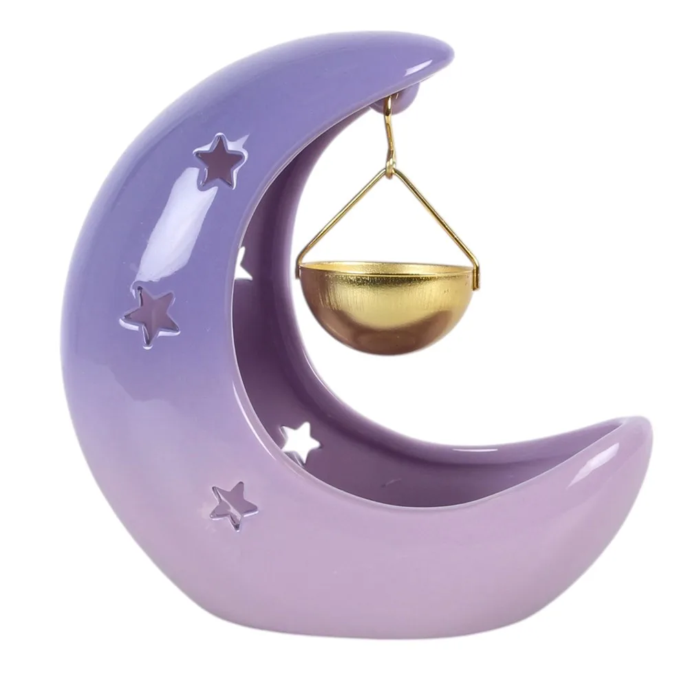 Purple Pastel Crescent Moon Hanging Oil Burner - Image 2