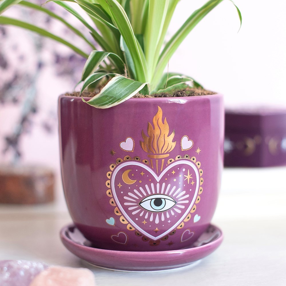 Sacred Sight Heart Plant Pot with Saucer Sacred Sight Heart Plant Pot with Saucer