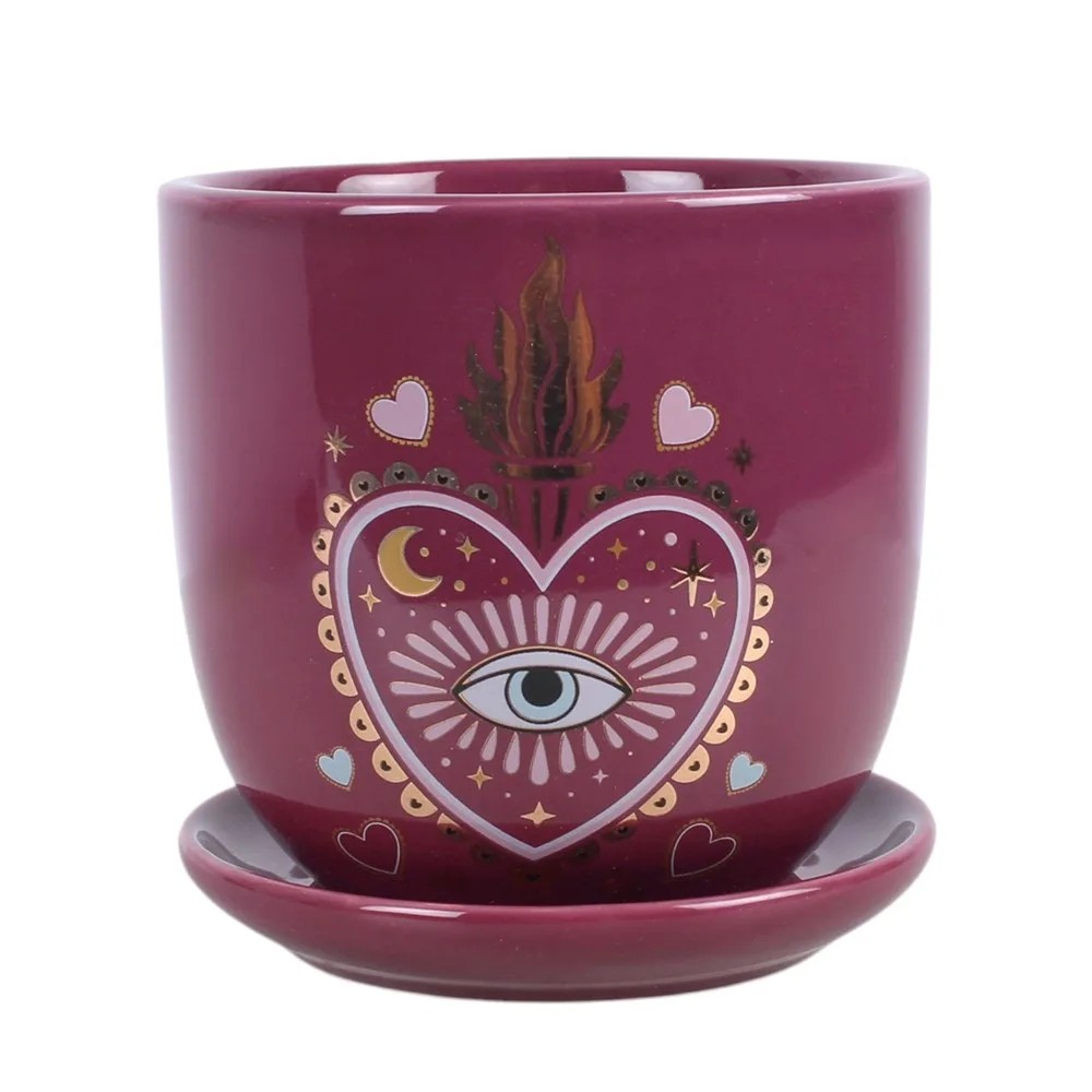 Sacred Sight Heart Plant Pot with Saucer - Image 2
