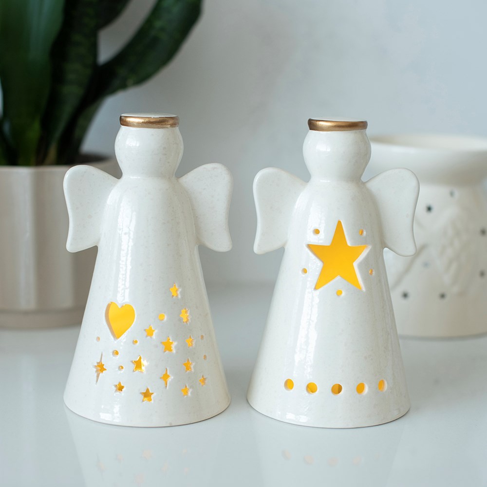 Set of 2 Small LED Angel Decorations Set of 2 Small LED Angel Decorations