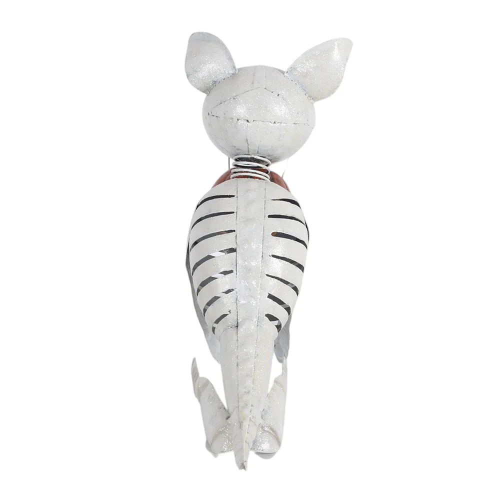Metal Skeleton Dog Ornament with Pumpkin - Image 4