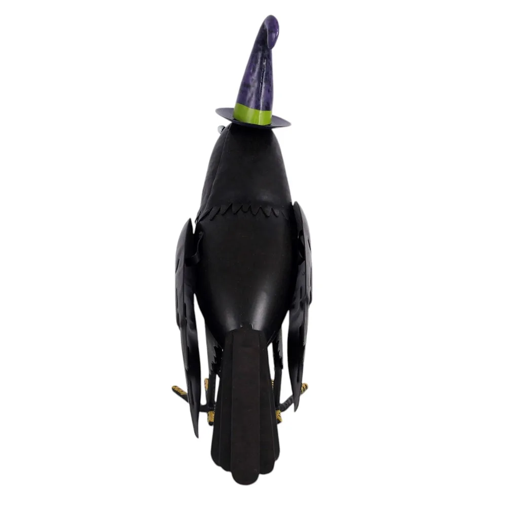 Metal Raven Ornament with Witch Hat - Image 4