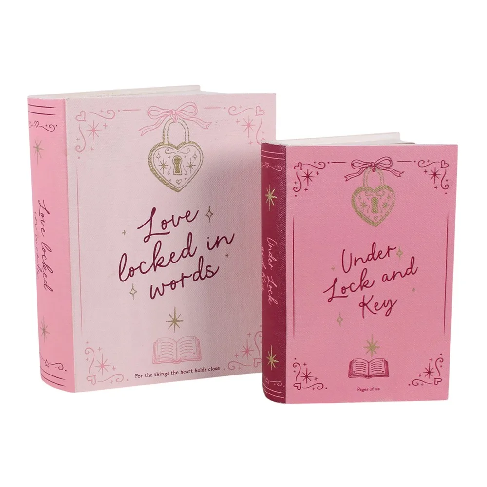 Set of 2 Heart Locket Book Shaped Storage Boxes - Image 4
