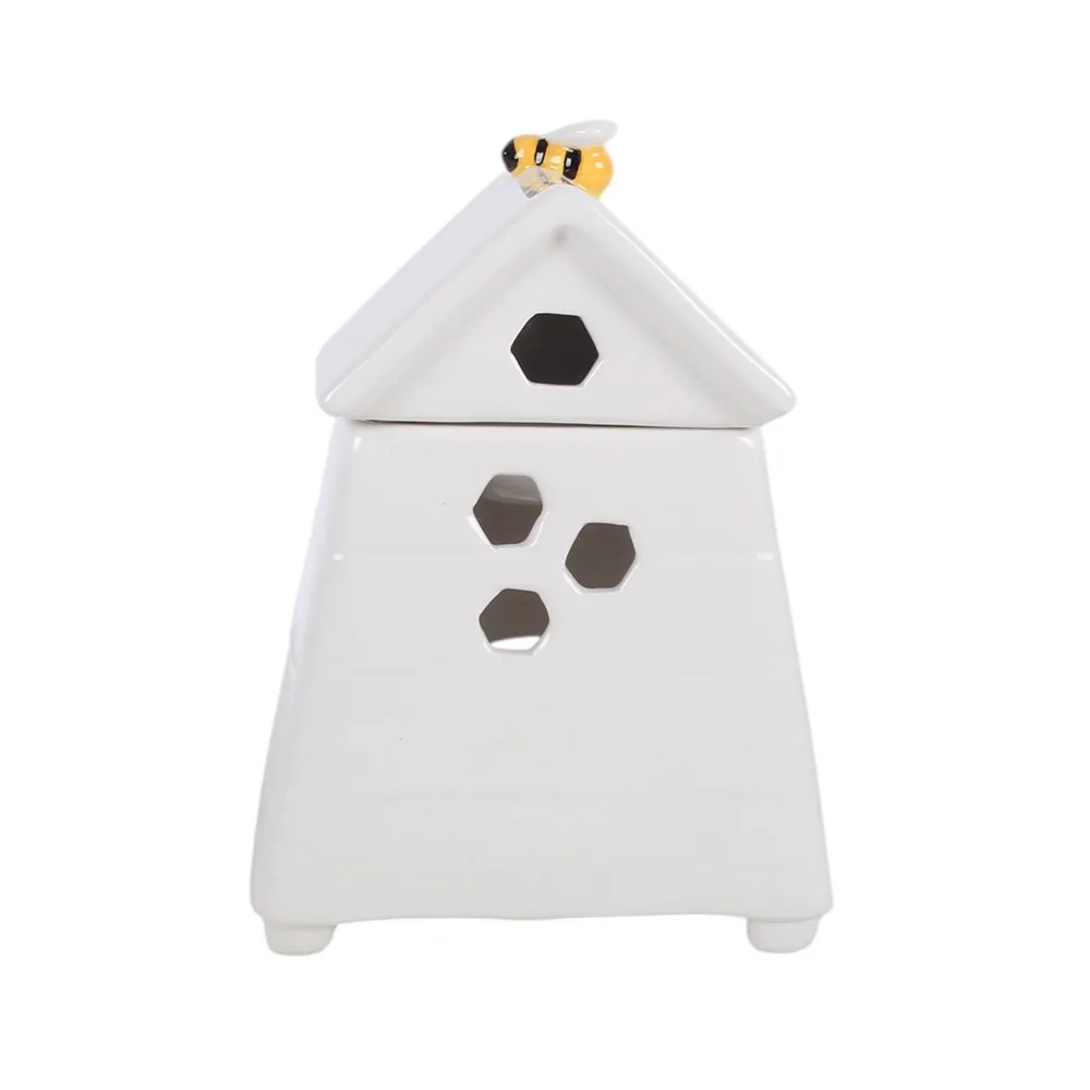 White Beehive Oil Burner and Wax Warmer with Bee - Image 3