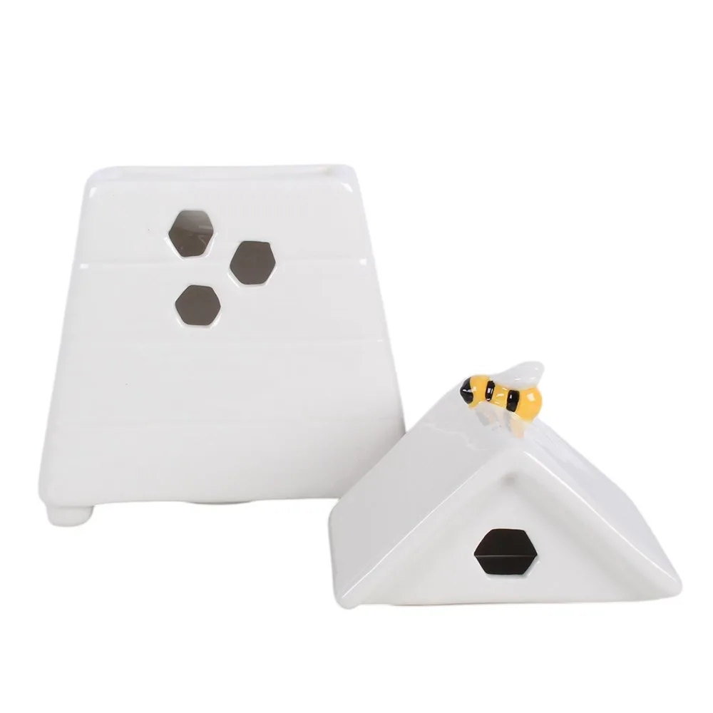 White Beehive Oil Burner and Wax Warmer with Bee - Image 4