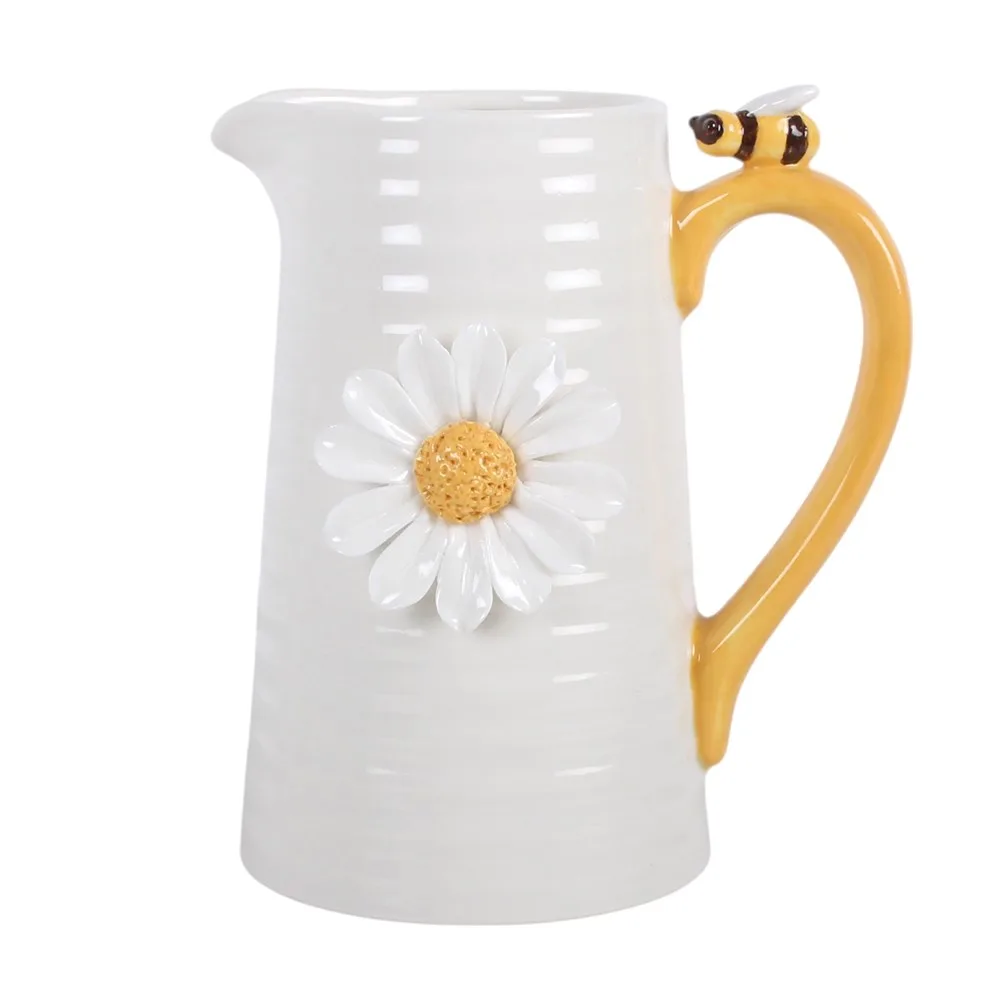 3D Daisy and Honey Bee Ceramic Flower Jug - Image 2
