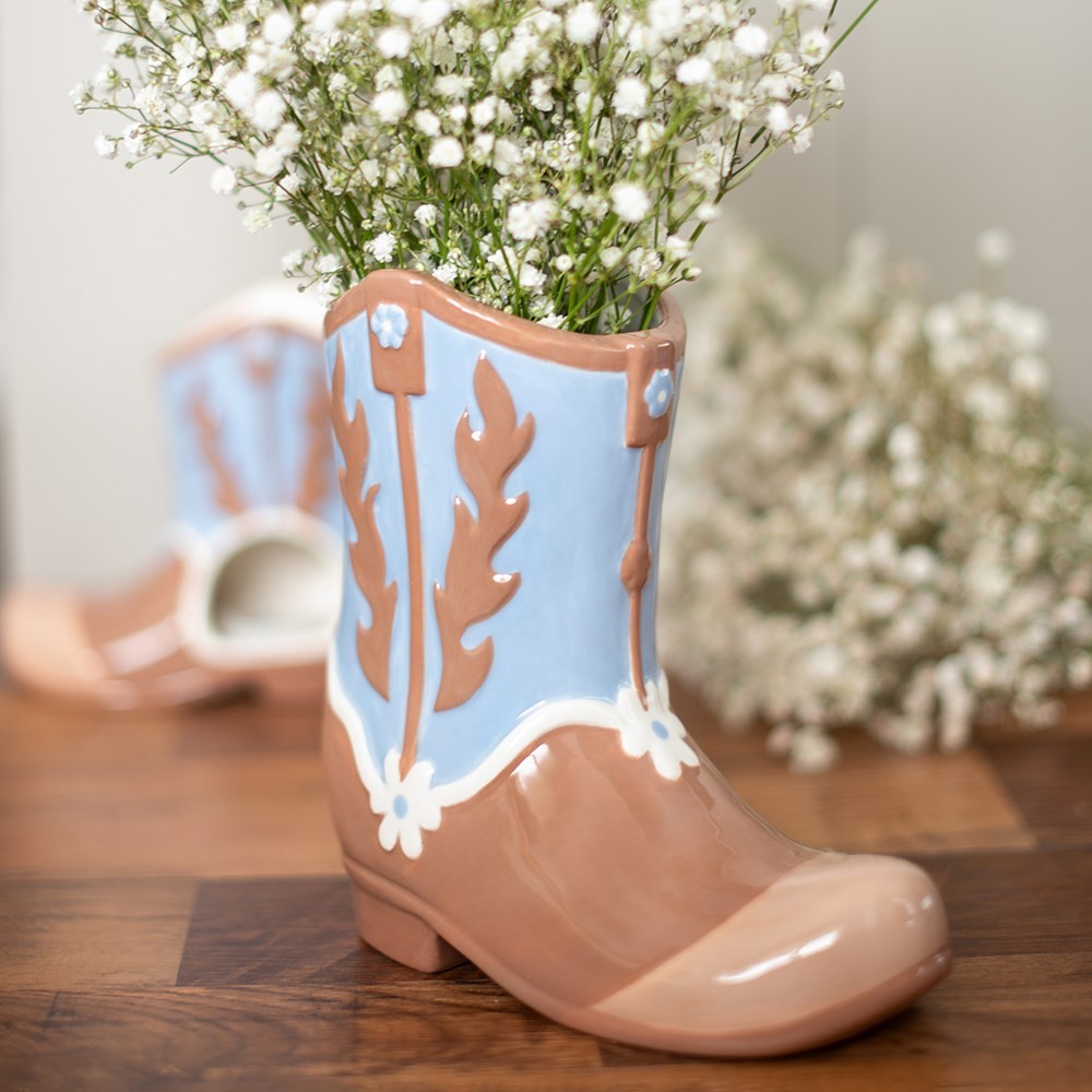 Western Boot Shaped Flower Vase Western Boot Shaped Flower Vase