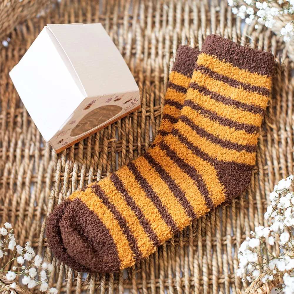 Honey Bee Striped Socks in Beehive Box Honey Bee Striped Socks in Beehive Box