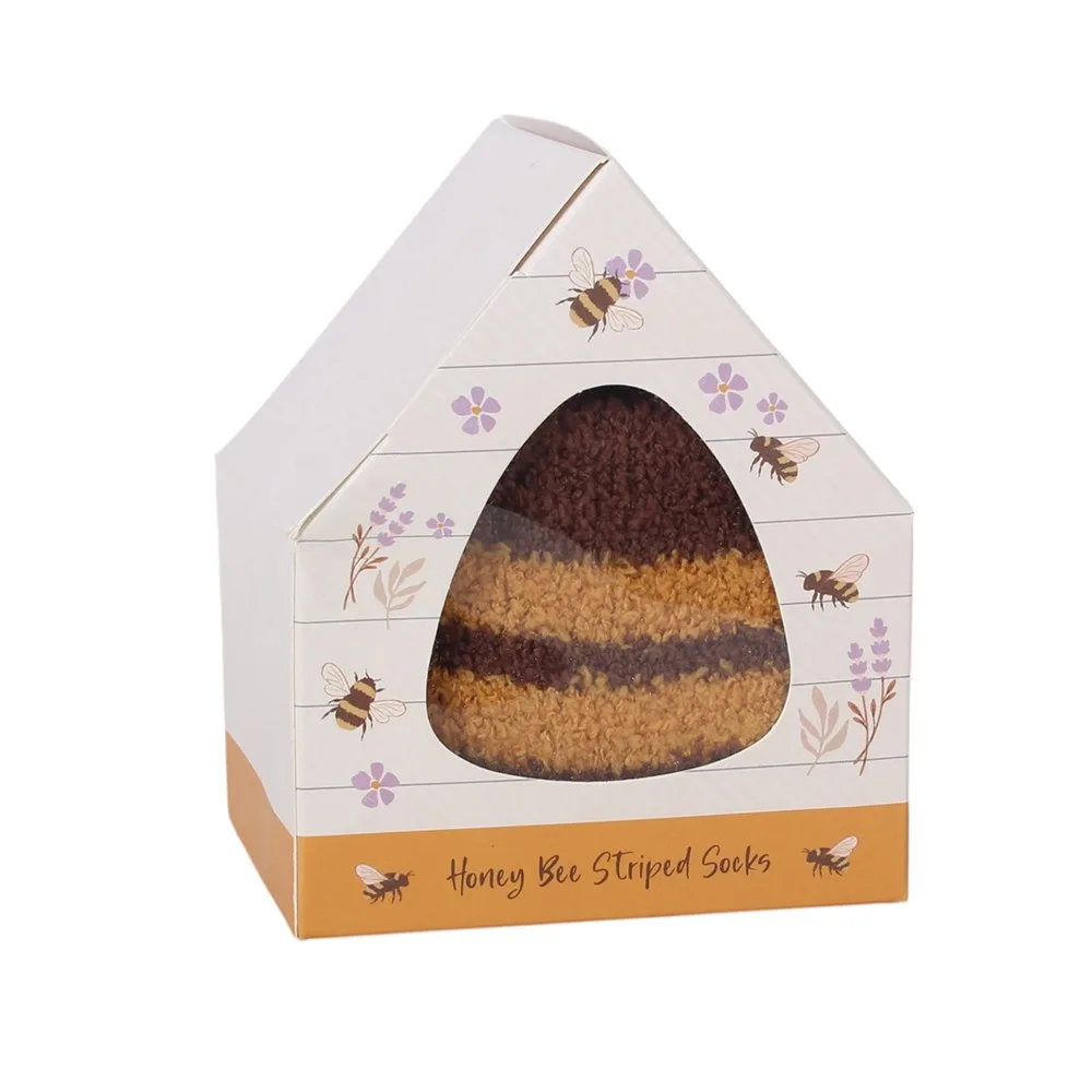 Honey Bee Striped Socks in Beehive Box - Image 2