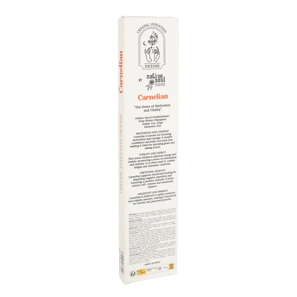 12 Packs of Native Soul Crystal Intentions Incense with Carnelian Chips - Image 2