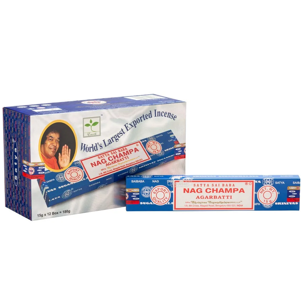 Set of 12 Packets of Nagchampa Incense Sticks by Satya Set of 12 Packets of Nagchampa Incense Sticks by Satya