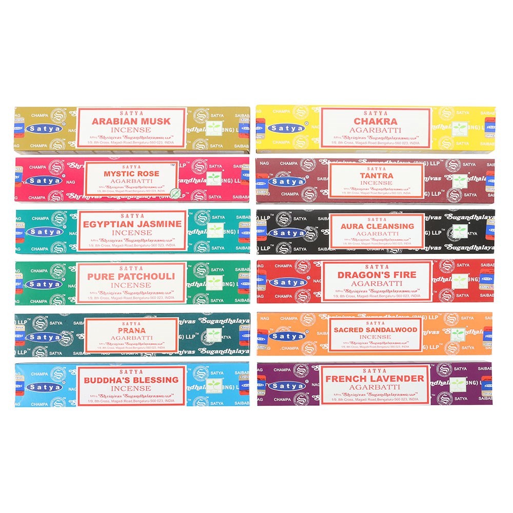 Set of 12 Assorted Fragrance Incense Sticks by Satya Set of 12 Assorted Fragrance Incense Sticks by Satya