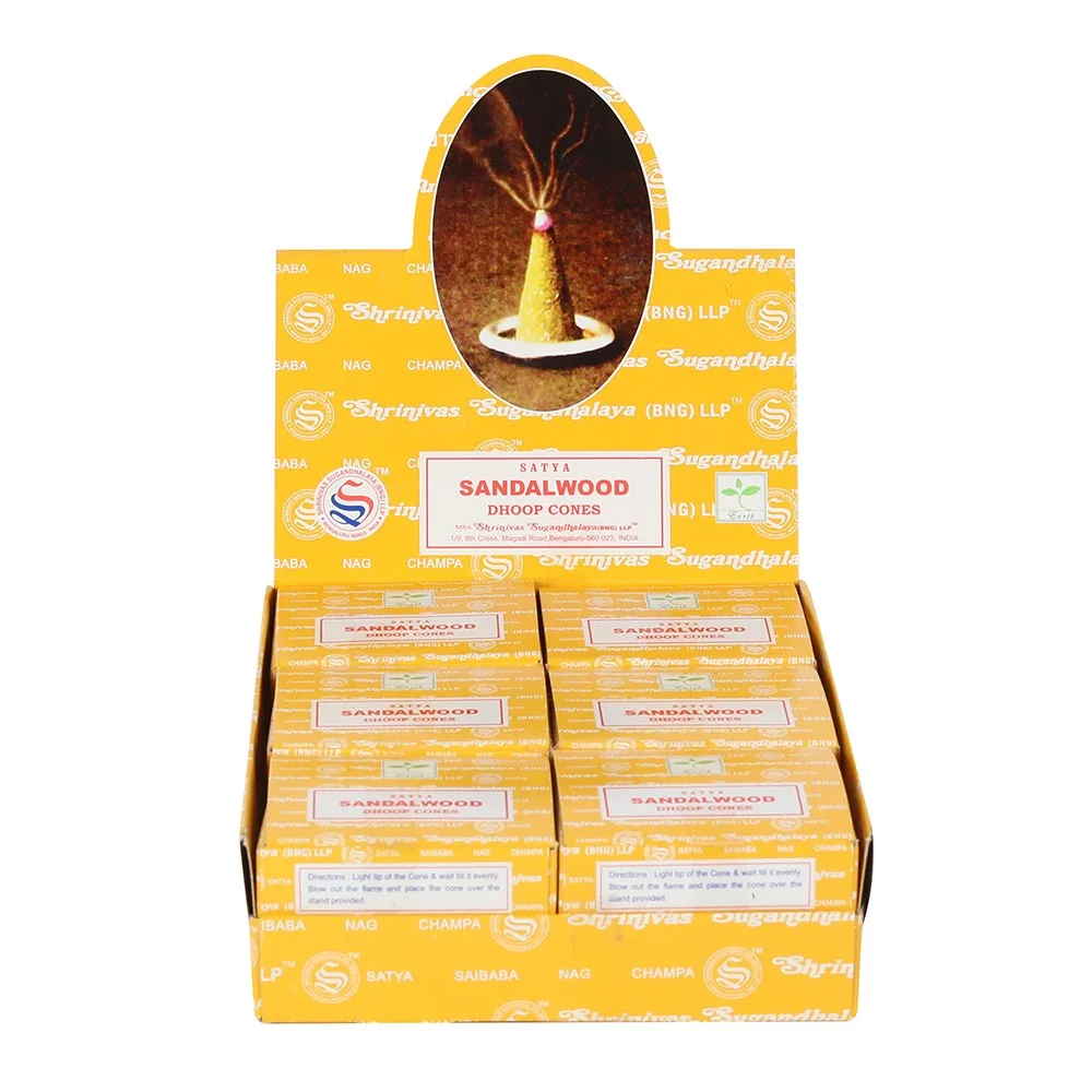 Set of 12 Sandal Wood Dhoop Incense Cones by Satya Set of 12 Sandal Wood Dhoop Incense Cones by Satya