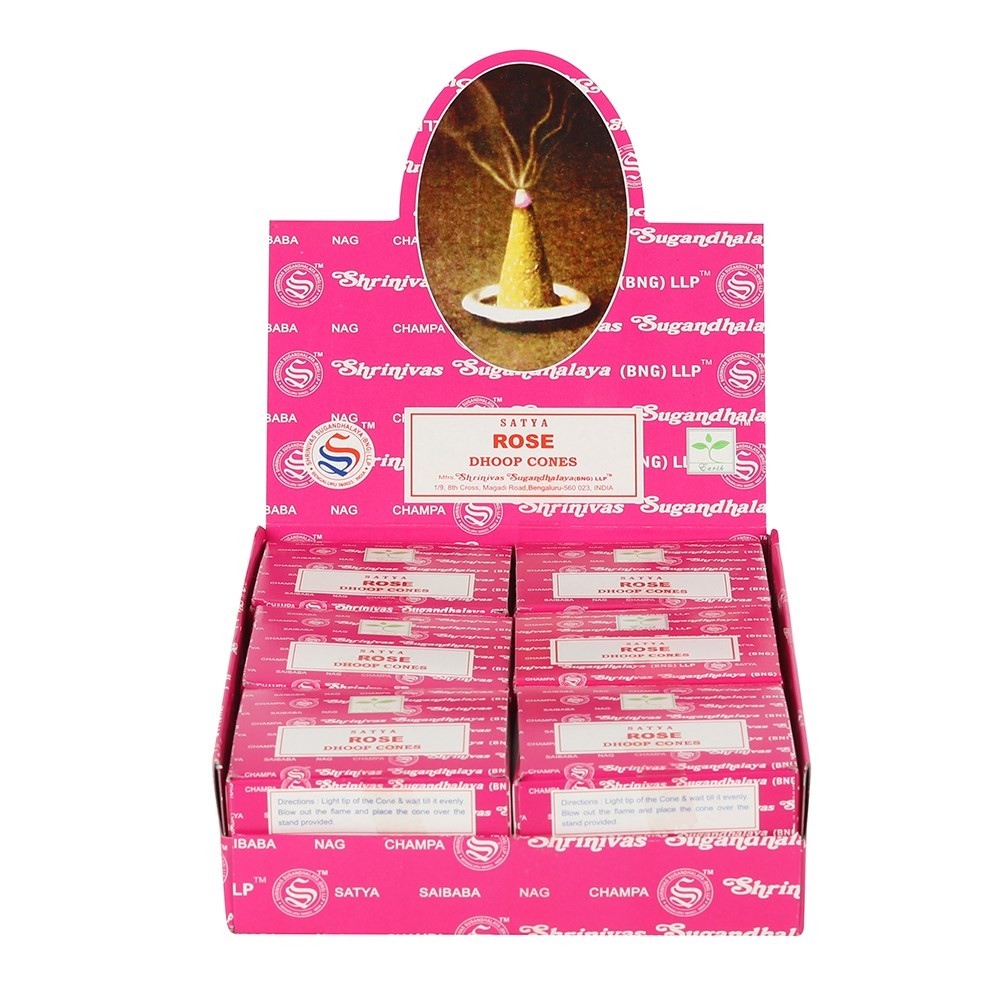 Set of 12 Rose Dhoop Incense Cones by Satya Set of 12 Rose Dhoop Incense Cones by Satya