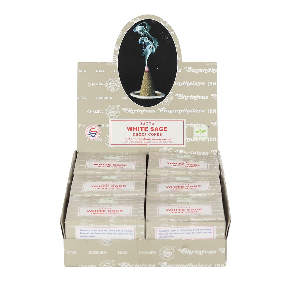 Set of 12 White Sage Dhoop Cones by Satya Set of 12 White Sage Dhoop Cones by Satya
