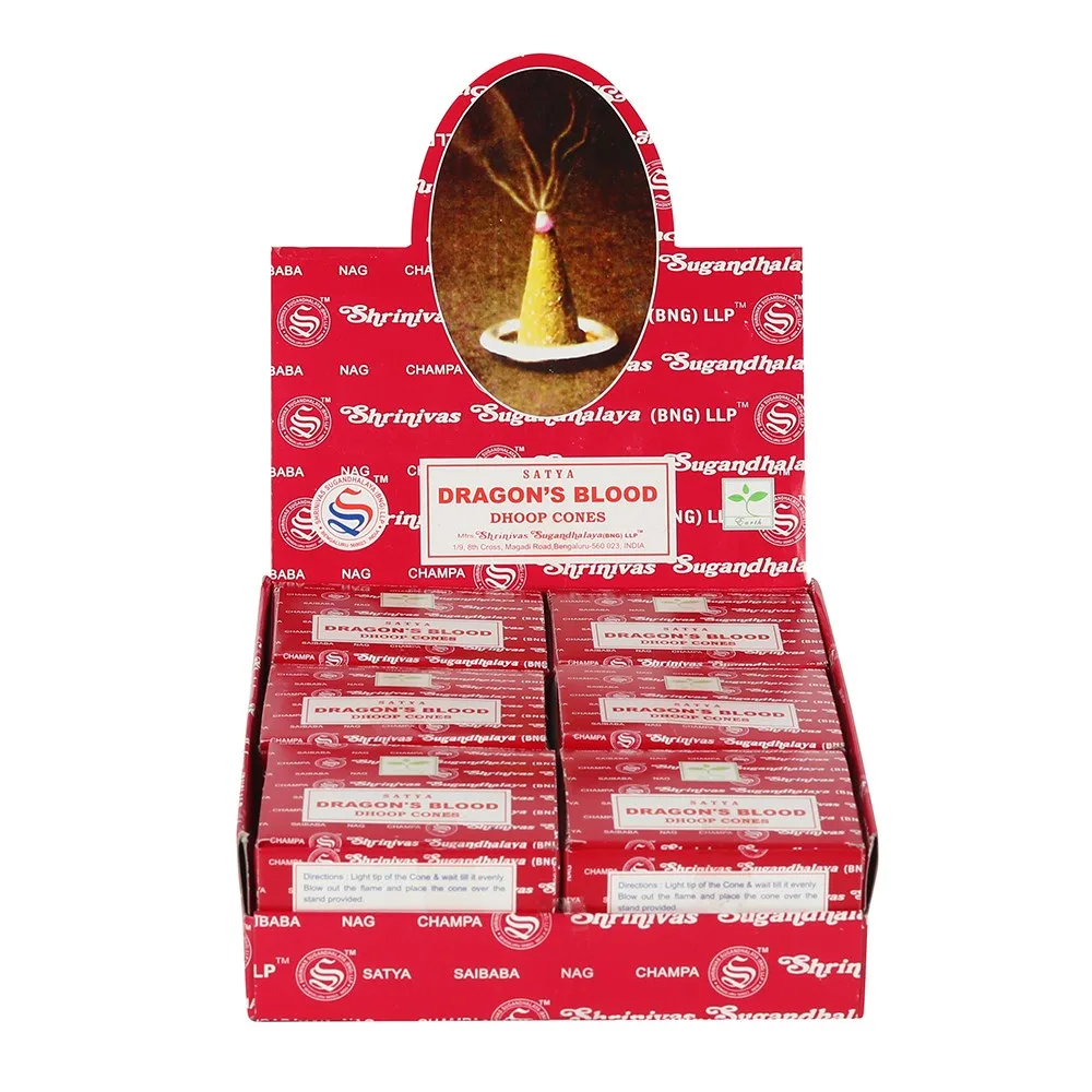 Set of 12 Dragons Blood Dhoop Incense Cones by Satya Set of 12 Dragons Blood Dhoop Incense Cones by Satya