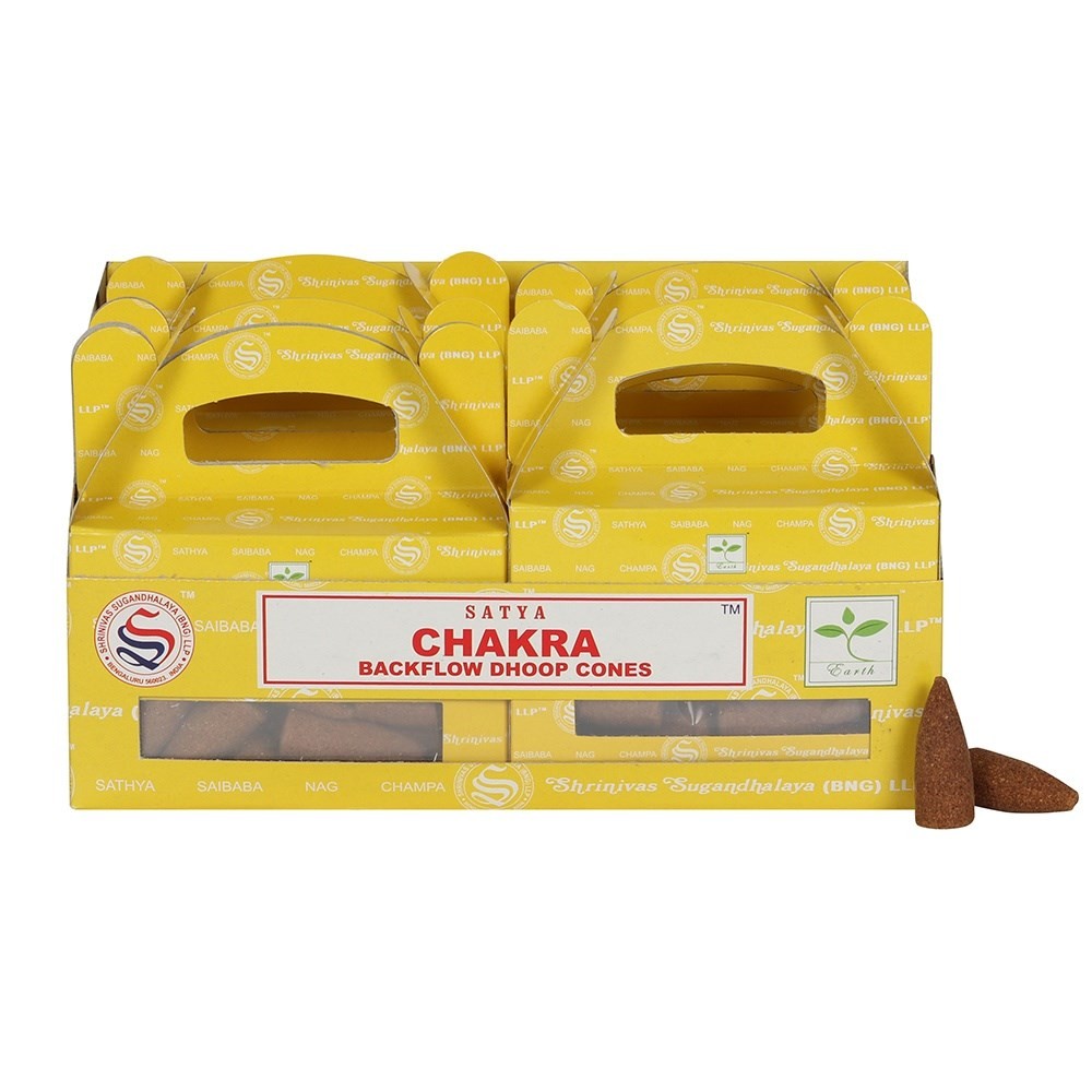 Set of 6 Packets of Chakra Backflow Dhoop Cones by Satya Set of 6 Packets of Chakra Backflow Dhoop Cones by Satya