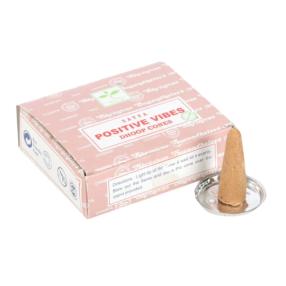 Set of 12 Positive Vibes Dhoop Incense Cones by Satya (6/30) - Image 2