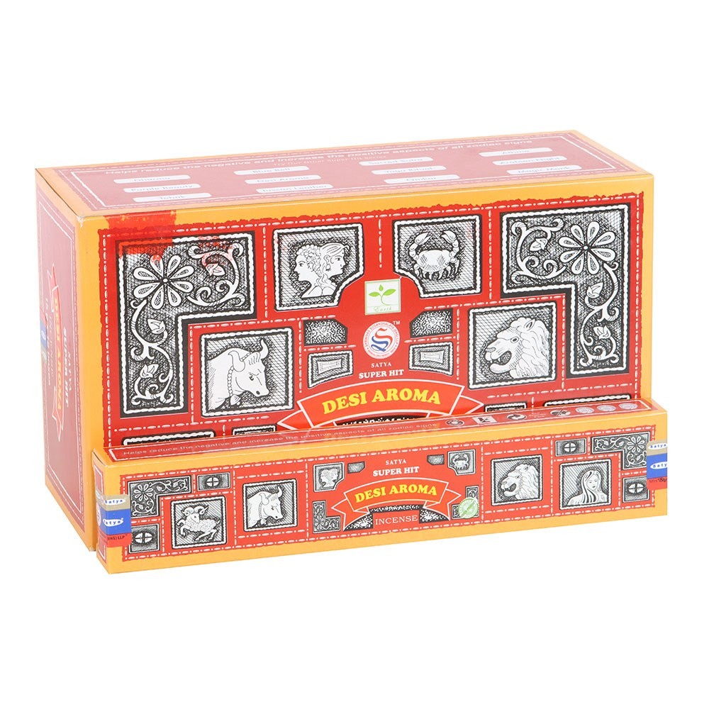 Set of 12 Satya Superhit Desi Aroma Incense 15g