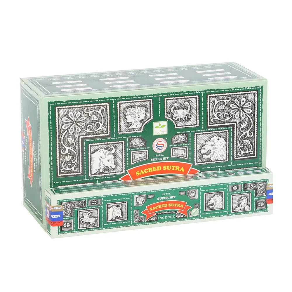 Set of 12 Satya Superhit Sacred Sutra Incense 15g Set of 12 Satya Superhit Sacred Sutra Incense 15g