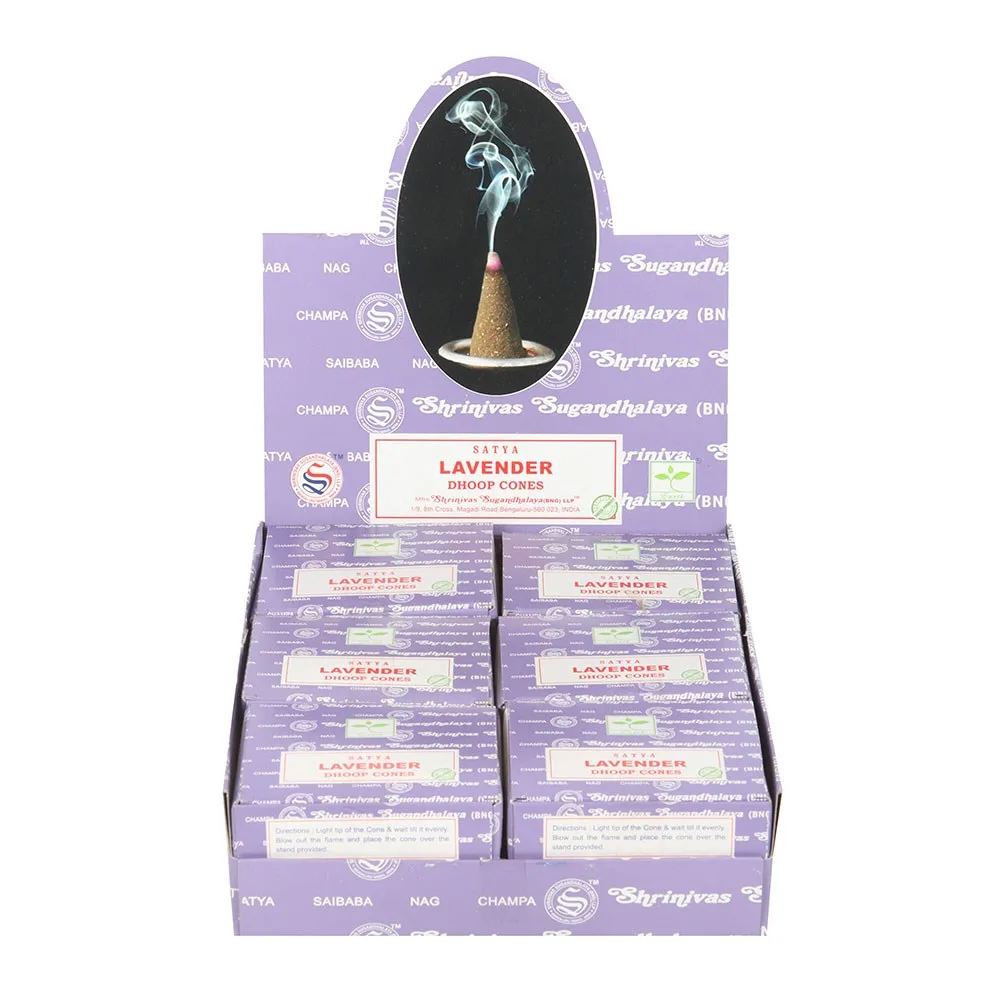 Set of 12 Lavender Dhoop Incense Cones by Satya Set of 12 Lavender Dhoop Incense Cones by Satya