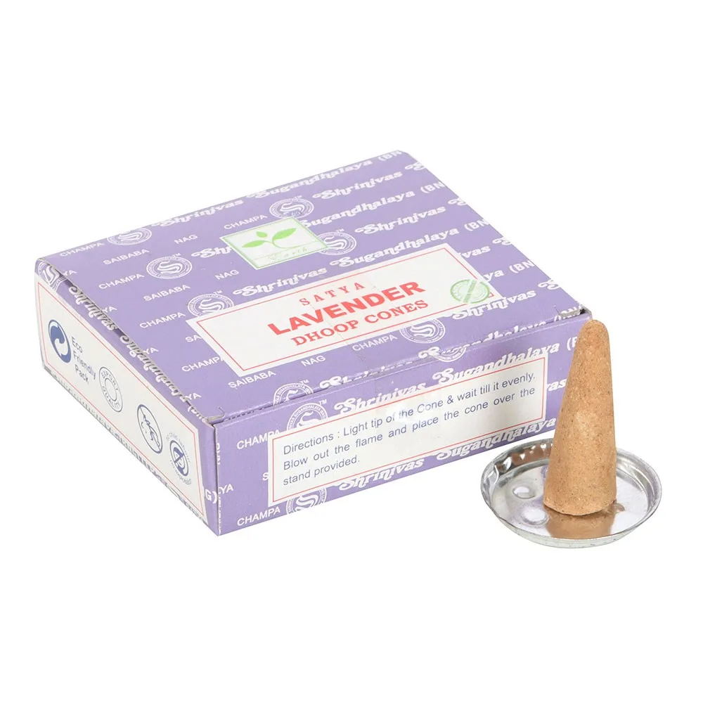 Set of 12 Lavender Dhoop Incense Cones by Satya - Image 2